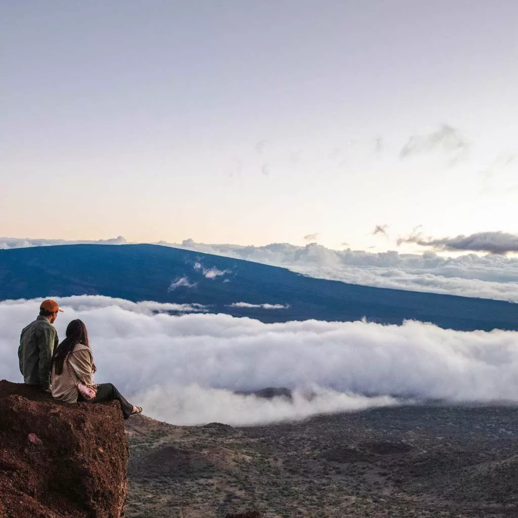 Admiring the view from Hawaii Island volcano