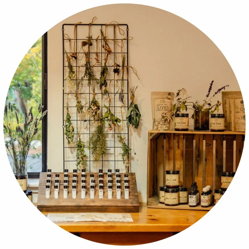 Anima Mundi Herbals display at SCP Mendocino Inn and Farm