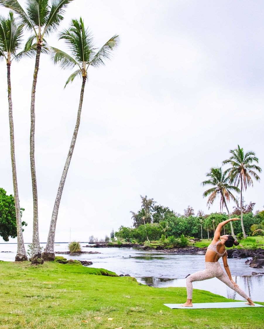 Woman doing yoga at SCP Hilo